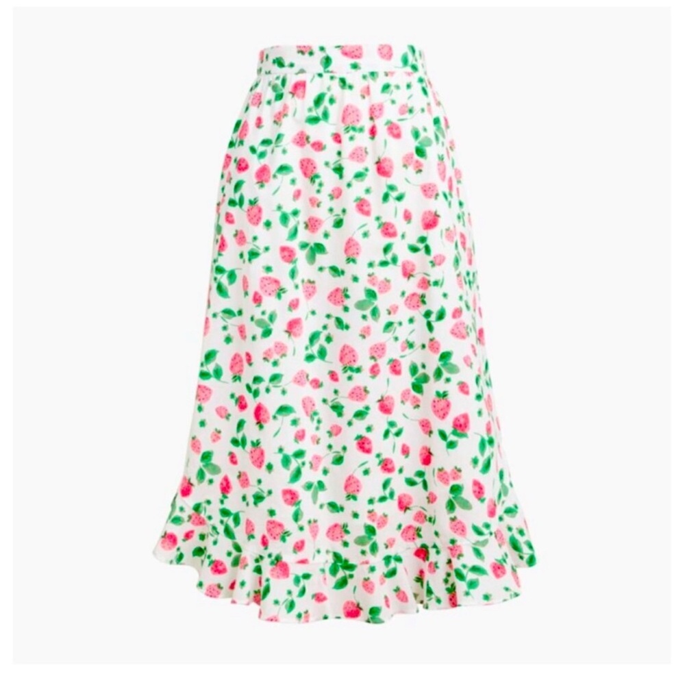 NWT J. Crew Midi Skirt with Strawberry pattern.